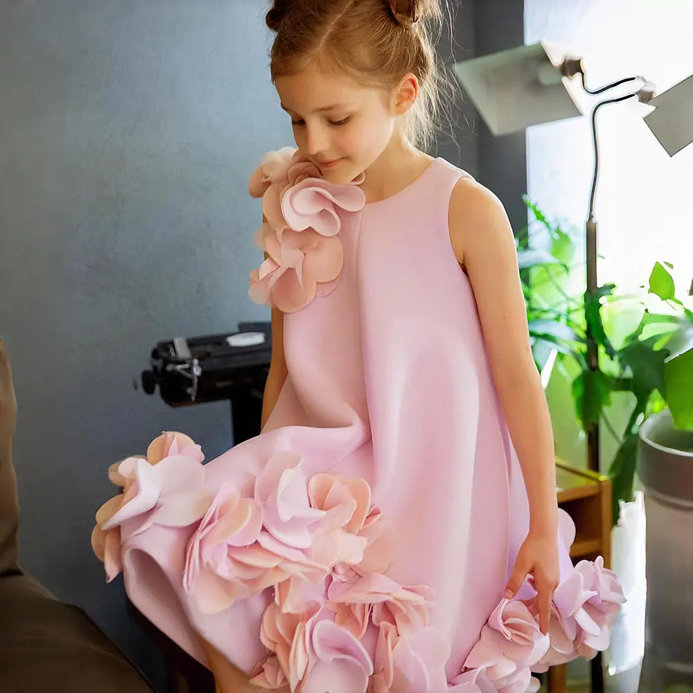 

Jill Wish Elegant White Dubai Girl Dress Pink Eid al-Fitr Baby Children Clothes for Wedding Birthday Holiday Party 2025 J073-1