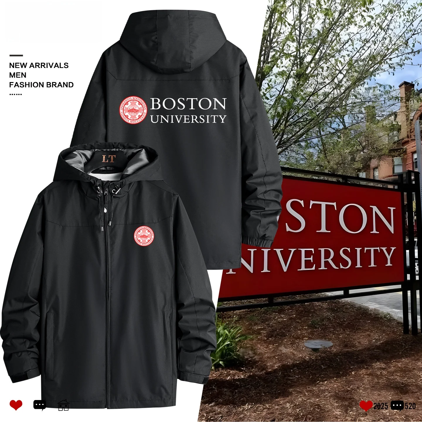 

Худи Boston Universi World Famous Universi: мужская и женская памятная толстовка с молнией, стандартный крой, декоративная отделка.