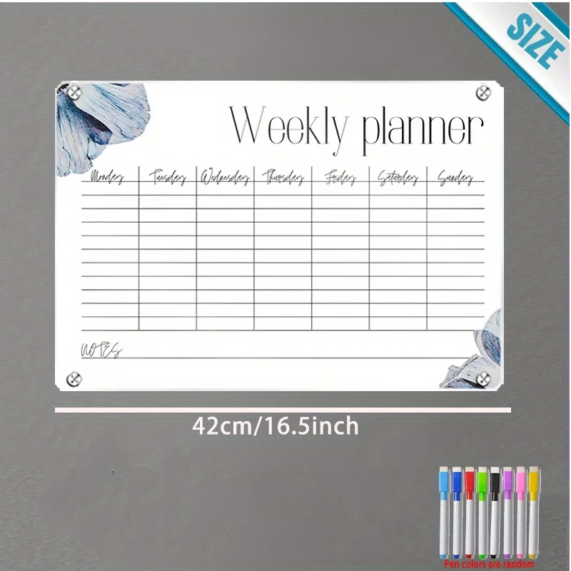 Large A3 Magnetic Weekly Planner Board, Reusable, Vibrant Colors, Includes Markers, Perfect for Daily Scheduling and Memos
