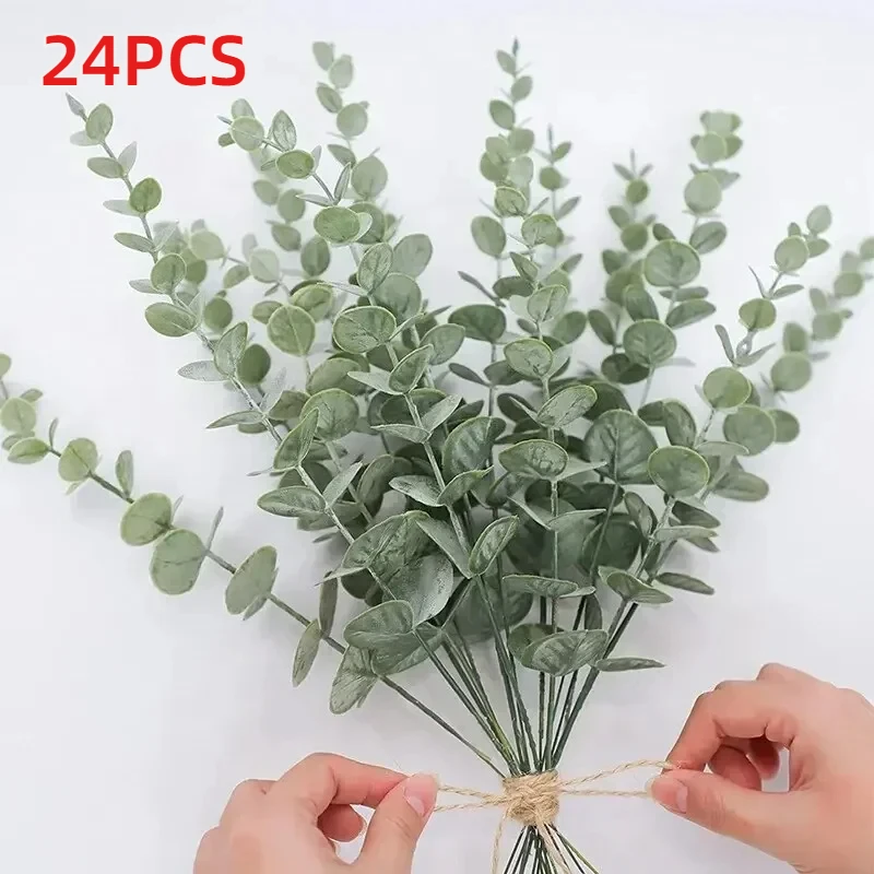 

38cm Eucalyptus Money Leaf Flower Arrangement Simulation Green Plant Indoor Decoration Fake Flower Home Desktop Decoration