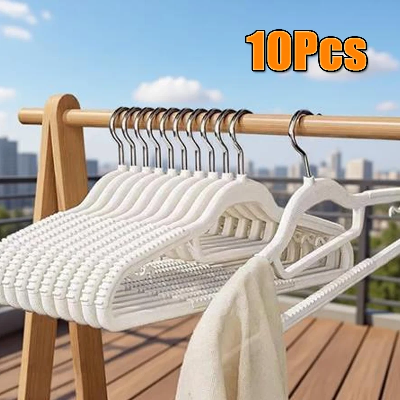 

10Pcs Metal Traceless No-Slip Clothes Hangers Durable Strong Clothes Racks Clothes Hanging House Hangers Organization Of Bedroom
