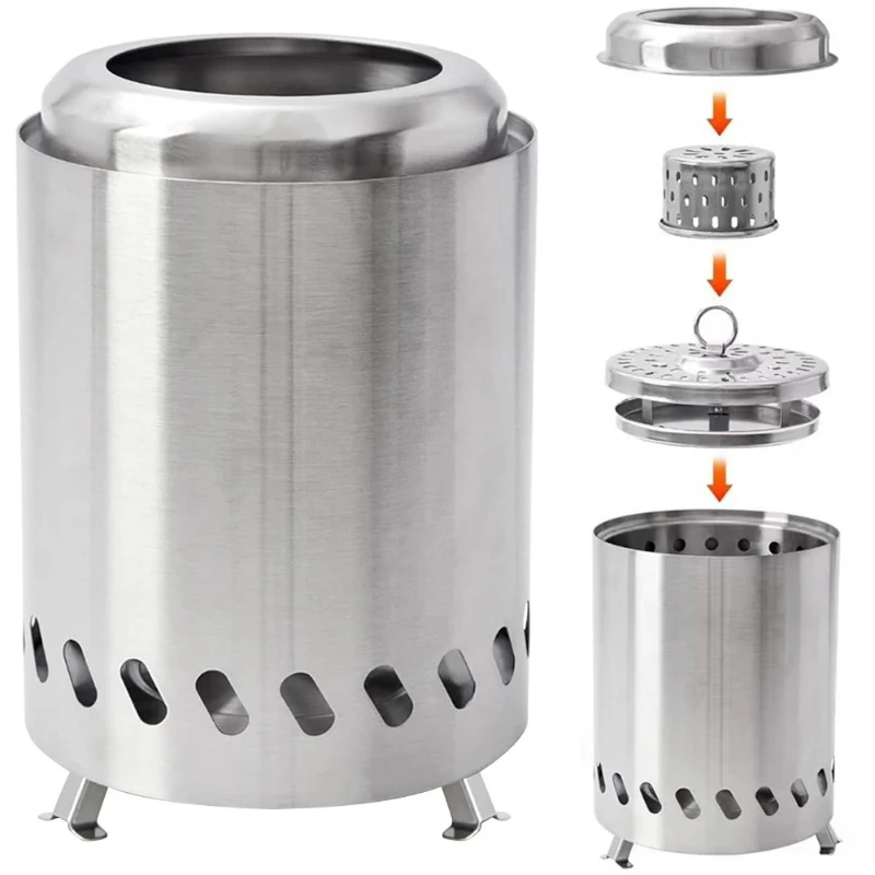 Stainless steel portable mini stove smokeless desktop fire pit mini fire pit burning wood or pellet fuel portable bonfire