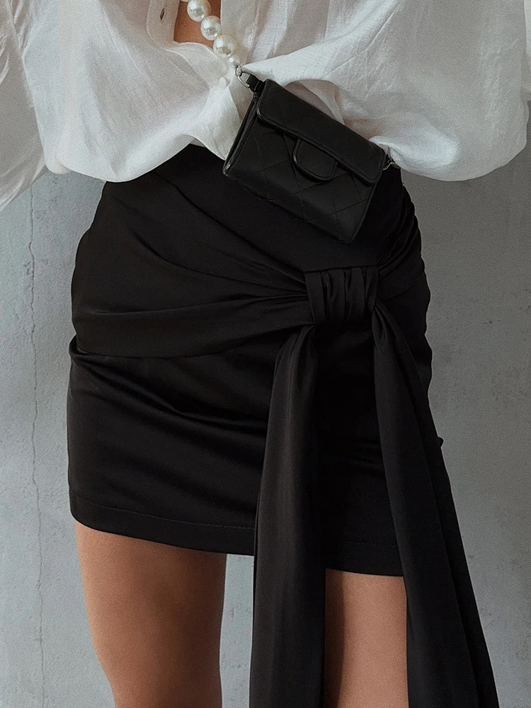 

Модная юбка Bla для женщин, дизайн с поясом, высокая талия, силуэт трапециевидной формы, повседневная юбка из смеси полиэстера и спандекса