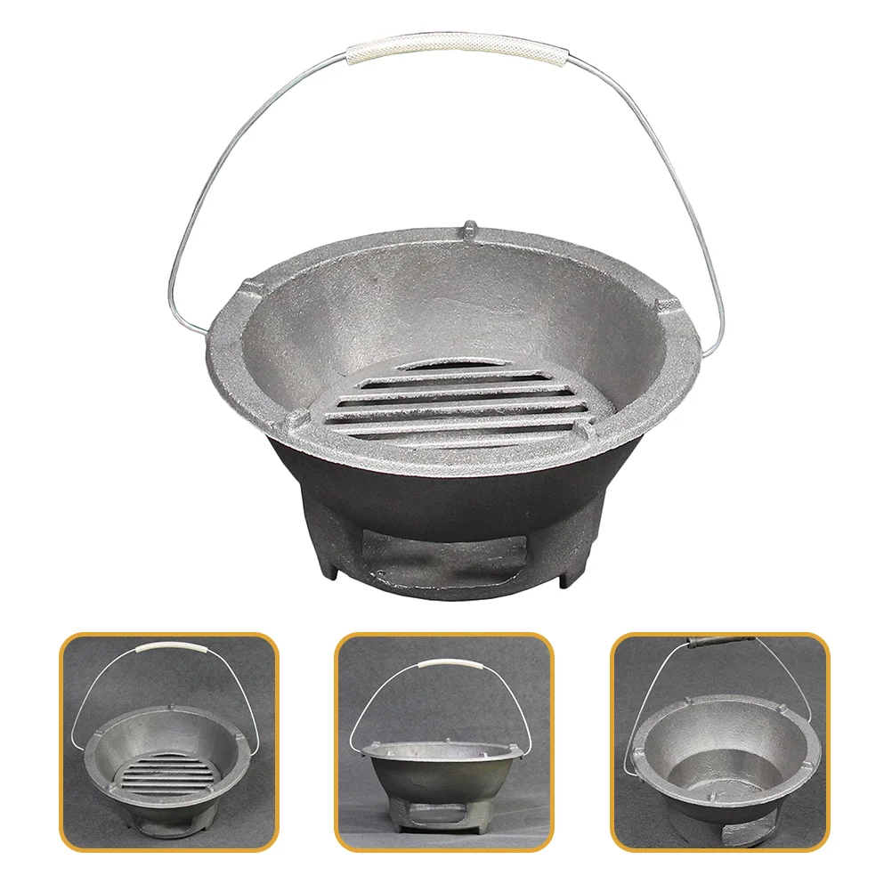 

Outdoor Charcoal Stove Weight Barbeque Spatula Cooling Deep Frying Pan Stovetop Barbecue Supplies Grilling Portable