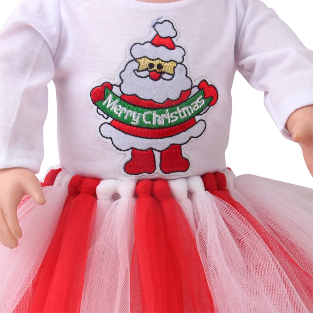 

Рождественский костюм, одежда для американской куклы, два заколки для волос в виде лося, одежда для куклы с длинными рукавами, комплект рождественского платья, красочный