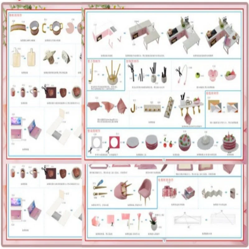 DIY منزل مصغر خشبي بيت الدمية الصغيرة دوبلكس شقة 3D لغز الجمعية بناء لعبة الديكور مع الأثاث دمية #5