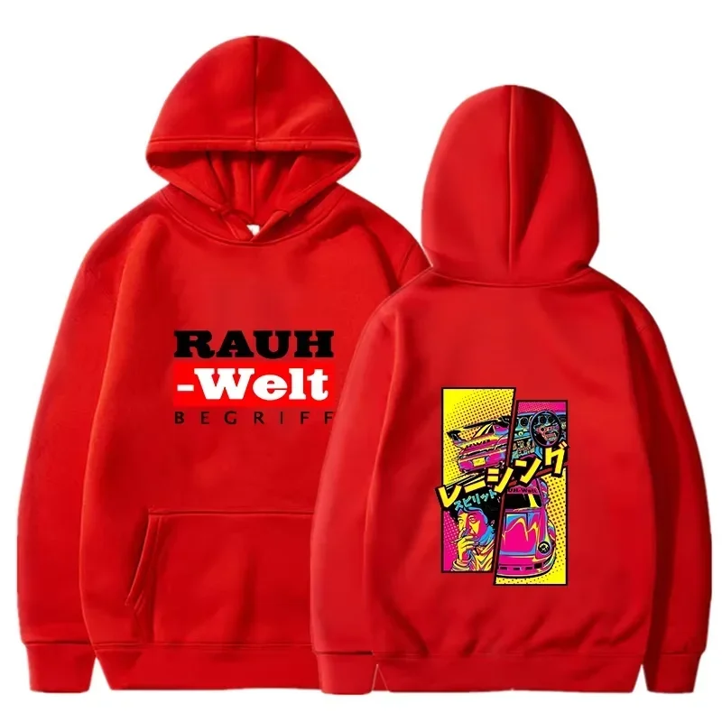 Rauh Welt Hoodie Car Widebody Tuning JDM Racing Pop Art Comic Ästhetisches Schwarzes Oversized Casual Sweatshirt Langarm – Detail 6