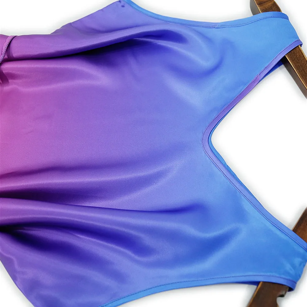 Abbigliamento da donna Sfumatura di colore 100% seta di gelso naturale Tinta unita Raso Minimalista Doppio scollo a V Senza maniche Abito gilet versatile