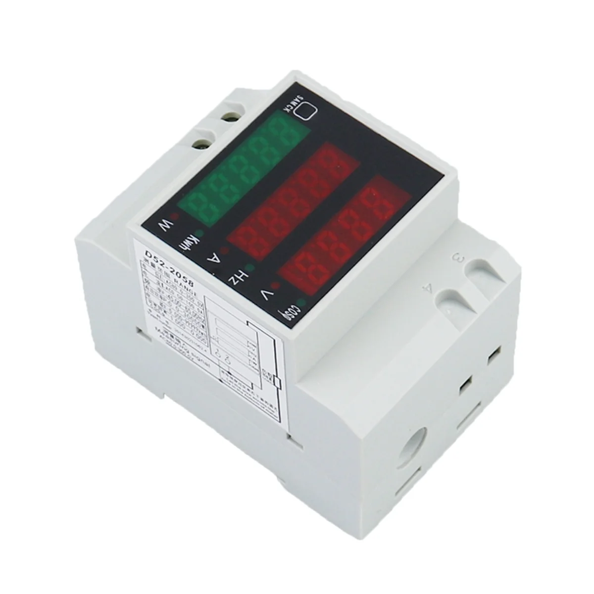 Retail! D52-2058 Wattmeter Din Rail Volt Current Meter Power Factor Digital Meter AC80-300V Multi-Function Kwh Hz Meter 0-100A,A