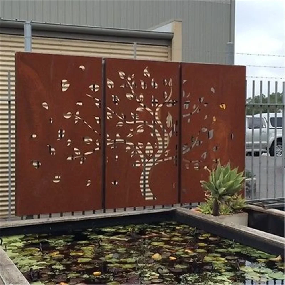 Custom corten steel decorative garden metal screen patterns