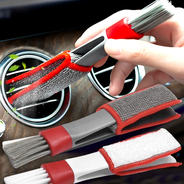 Szczotki do mycia samochodów z podwójną głowicą Szczotki do czyszczenia kratki wentylacyjnej Odświeżacz do kratki Duster Wipe Auto Detailing Cleaner Narzędzia do czyszczenia wnętrza samochodu