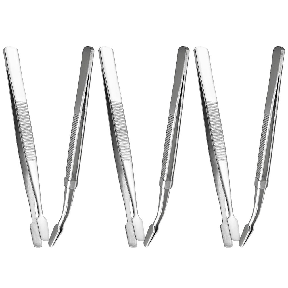 

6pcs Stainless Steel Ergonomic Tweezers For Precision Work Stamp Collecting Hobby Crafting Jewelry Medical Lash Applicator