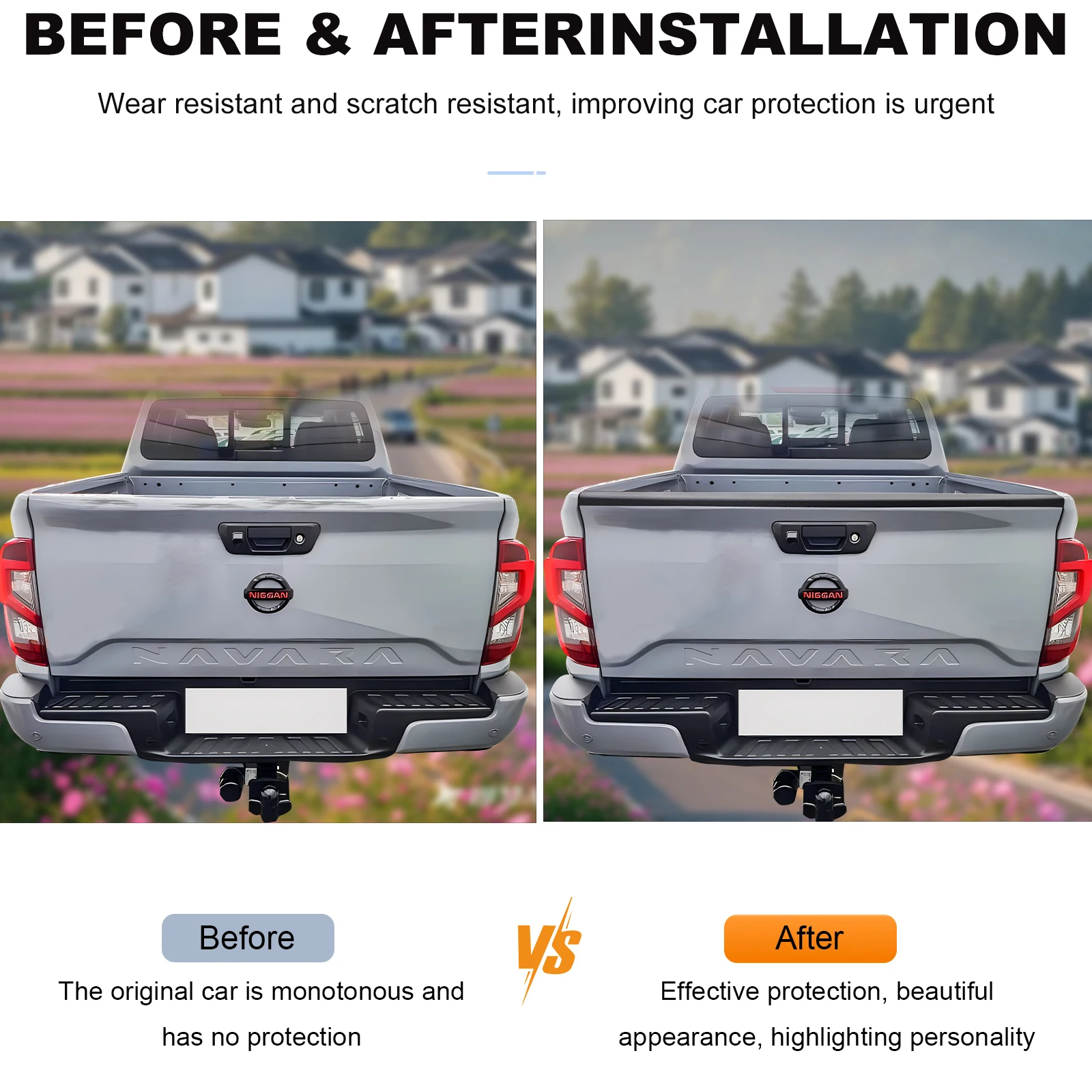 Tailgate Cover Tail Gate Trim For Nissan Navara Frontier NP300 2021- 2025 ABS Rail Guard Cap Protector Car Styling Accessories