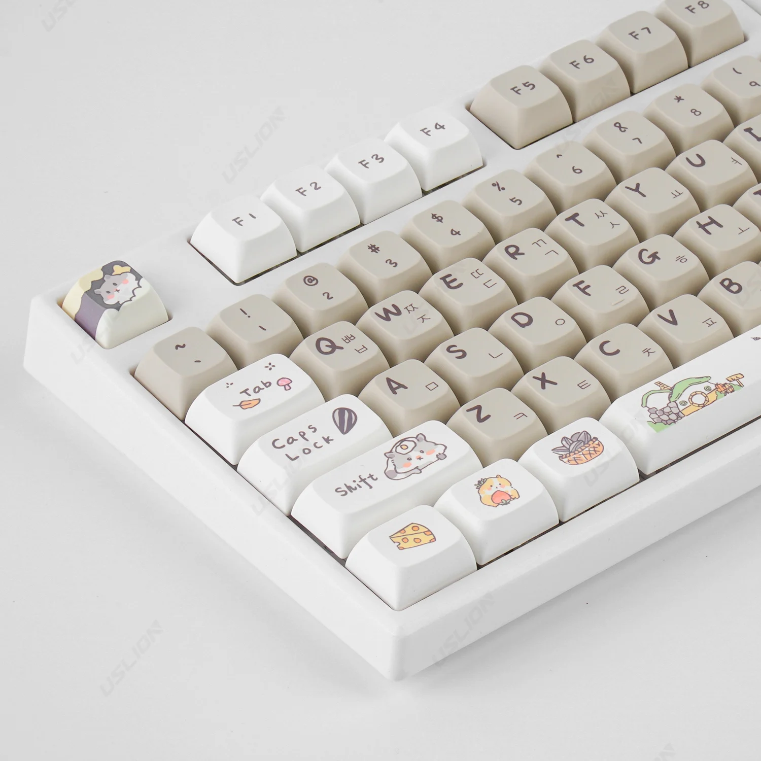 132 Keys Grayish White Hamster Theme Keycaps XDA Profile PBT Dye-Sub Customized Key Caps For Mechanical Keyboard Mx Switch