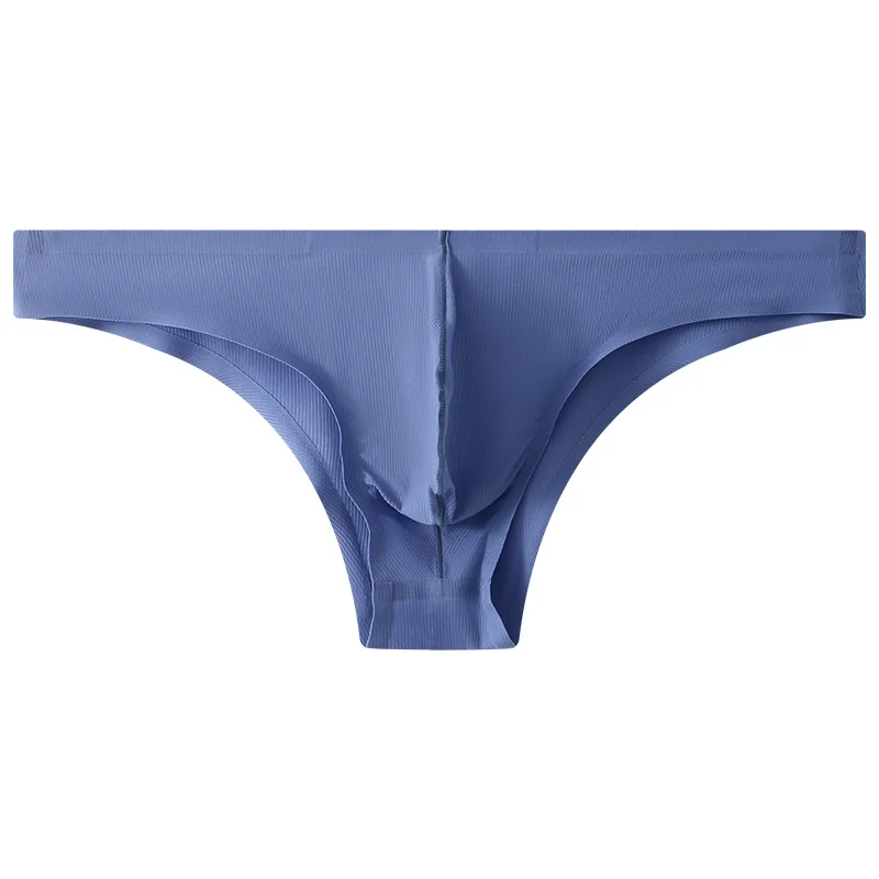 Men's Ice Silk Seamless Low Waist Mini Briefs, Half Hip Wrap Semi-Sheer Sexy Triangle Underwear For Summer Youth
