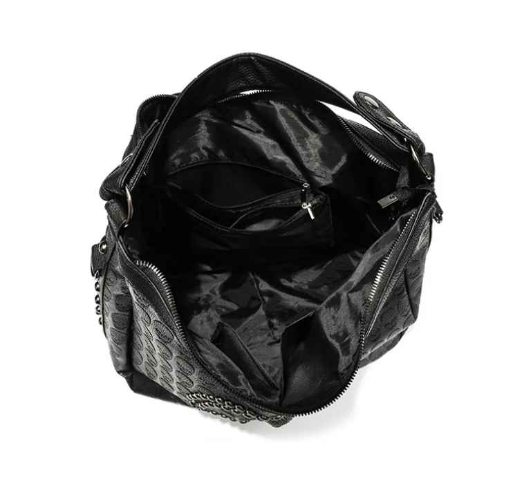 حقيبة يد جديدة على الطراز القوطي للنساء حقيبة حمل على طراز الدراجة النارية حقيبة سيدة كبيرة مثبتة عبر الجسم حقيبة كتف على شكل جمجمة C169