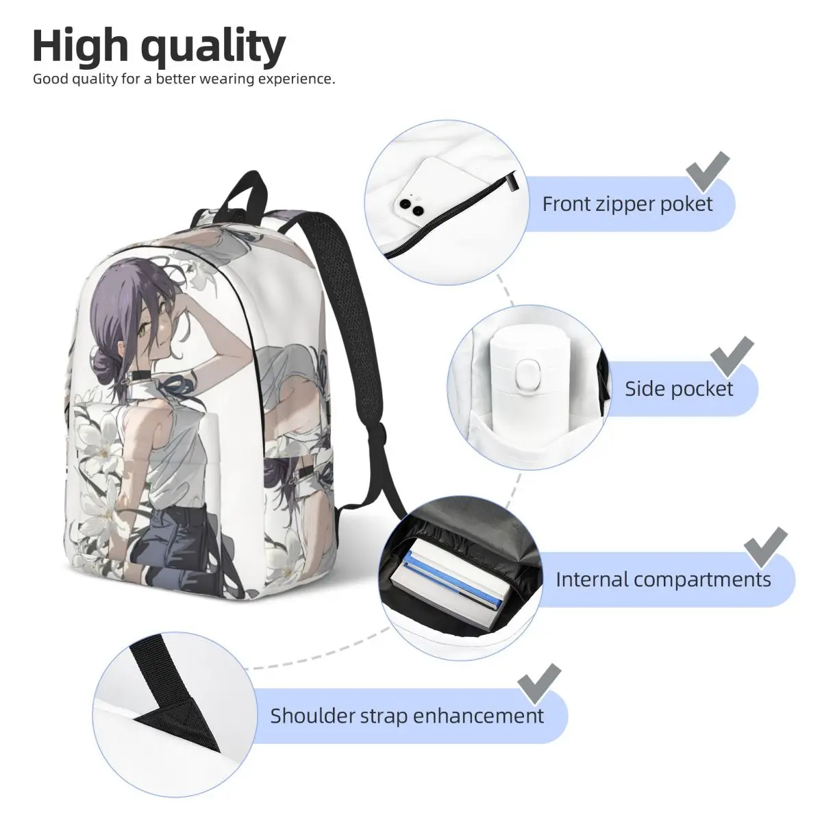 Chainsaw Man Reze Backpack for Boy Girl Kids Student School Bookbag Anime Daypack Preschool Primary Bag Durable