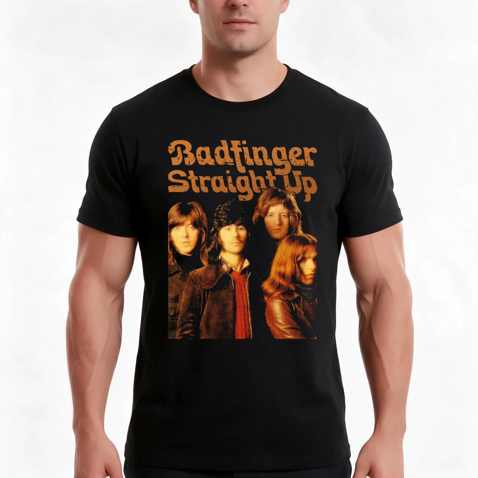 BADFINGER BAND Straight Up T-Shirt, Summer Casual Cotton Tee, Oversized Streetwear Tops, Vintage Graphic Print, Unisex Men Women