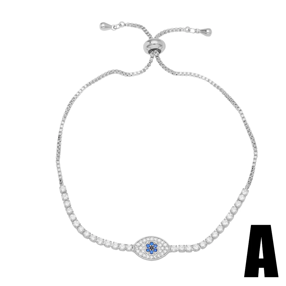 FLOLA Silver Color Turkish Eye Bracelets for Women Girls Tennis Bracelets CZ Crystal Lucky Amulet Jewelry Gifts ojo turco brth63