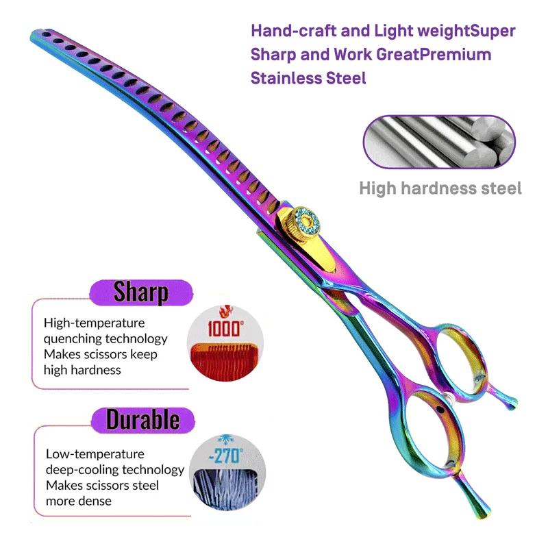 Personality Pet Cutting Thin Cutting Pet Special Fish Bone Scissors, High-grade Pet Beauty Scissors Curved Thinning Scissors