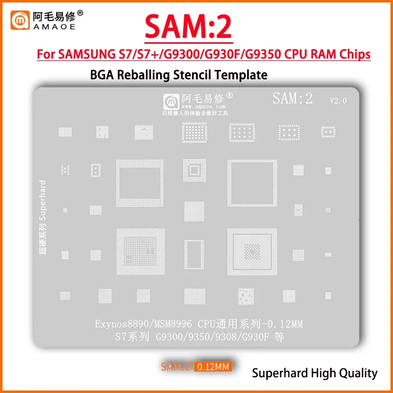 Amaoe SAM2 BGA Reballing Stencil For Samsung S7 G9300 G9350 G9308 G930F Exynos8890 MSM8996 CPU RAM WIFI POWER Chip Solder tin