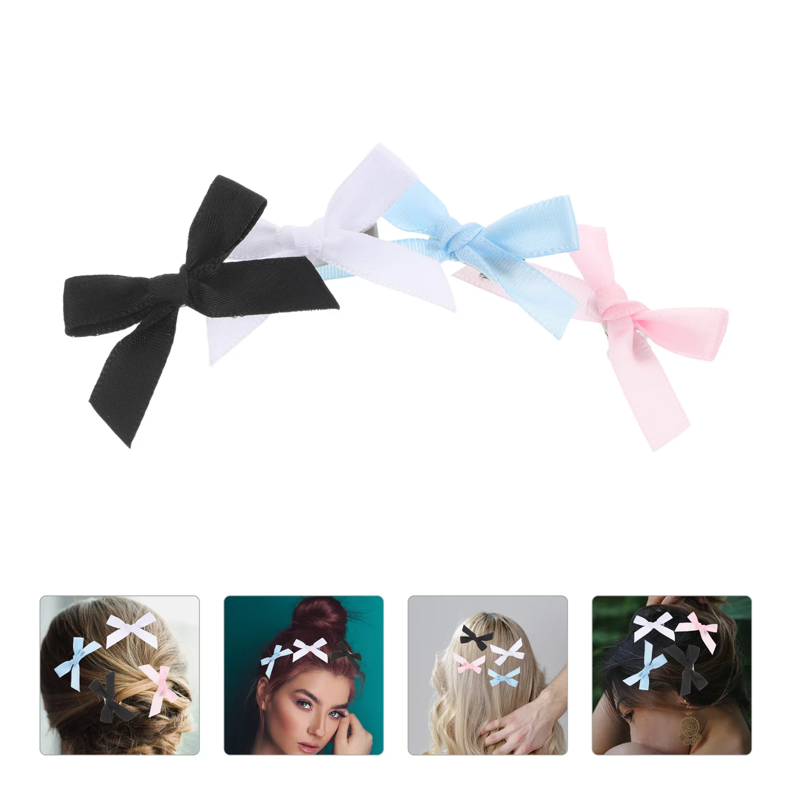 

40pcs Butterfly Hair Clips 4Cm Ribbon Toddler Hair Accessories For Girls Baby Kids Teens Sweet Style Alligator Clip Design