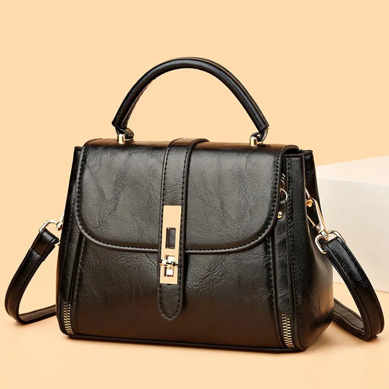 PU soft leather handheld crossbody bag leisure fashion hundred matching retro shoulder bag simple ladies bag