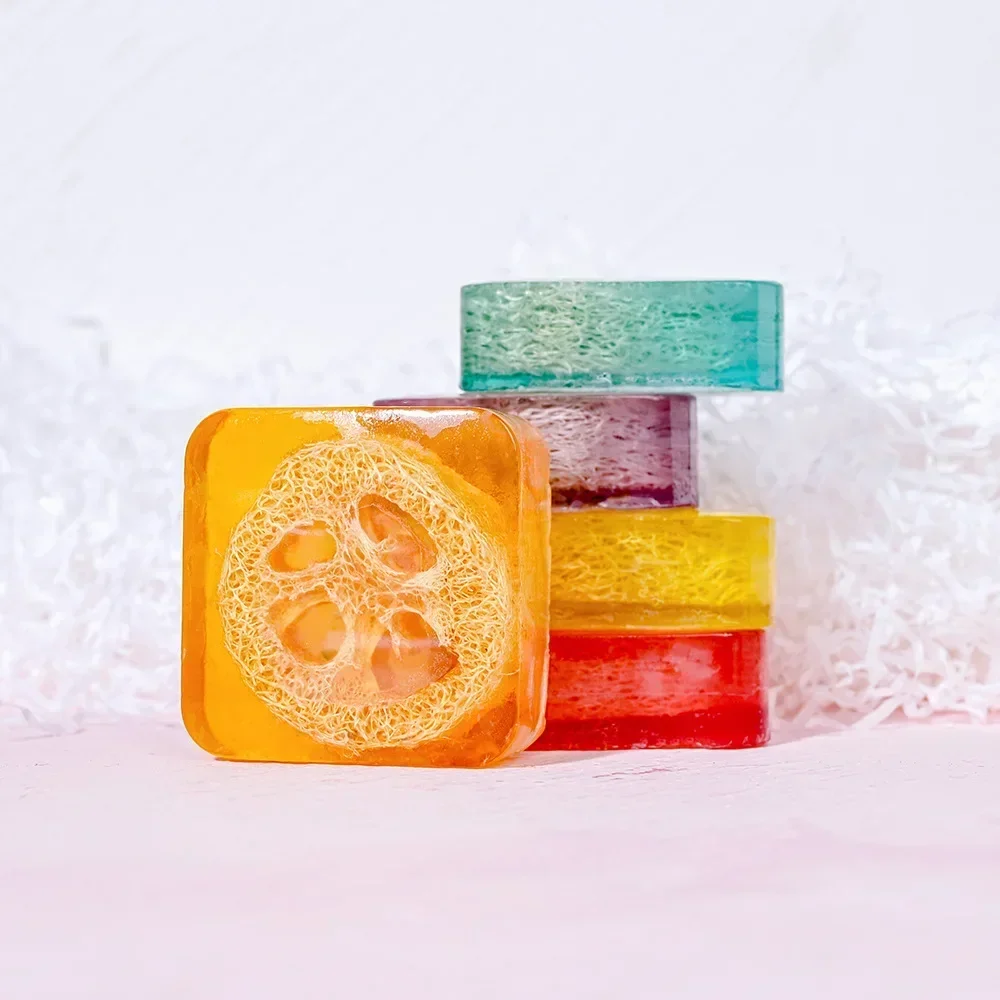 New Design 100g Kojic Acid Soap with Loofah Lemon Loofah Soap Handmade Essential Oil Soap Lavender Rose Turmeric Bath Bar