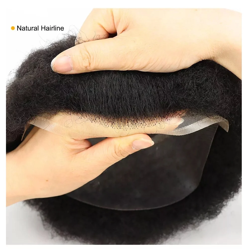 Imagem -02 - Toupee Encaracolado do Cabelo Humano para Homens Pretos Pele Completa Americano Africano Afro 8x10