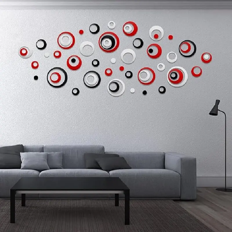 72 PCS Acrylic Circle Mirror Wall Stickers Removable Round Dots Mirror Wall Decals DIY Decals Modern Art Mural for Home