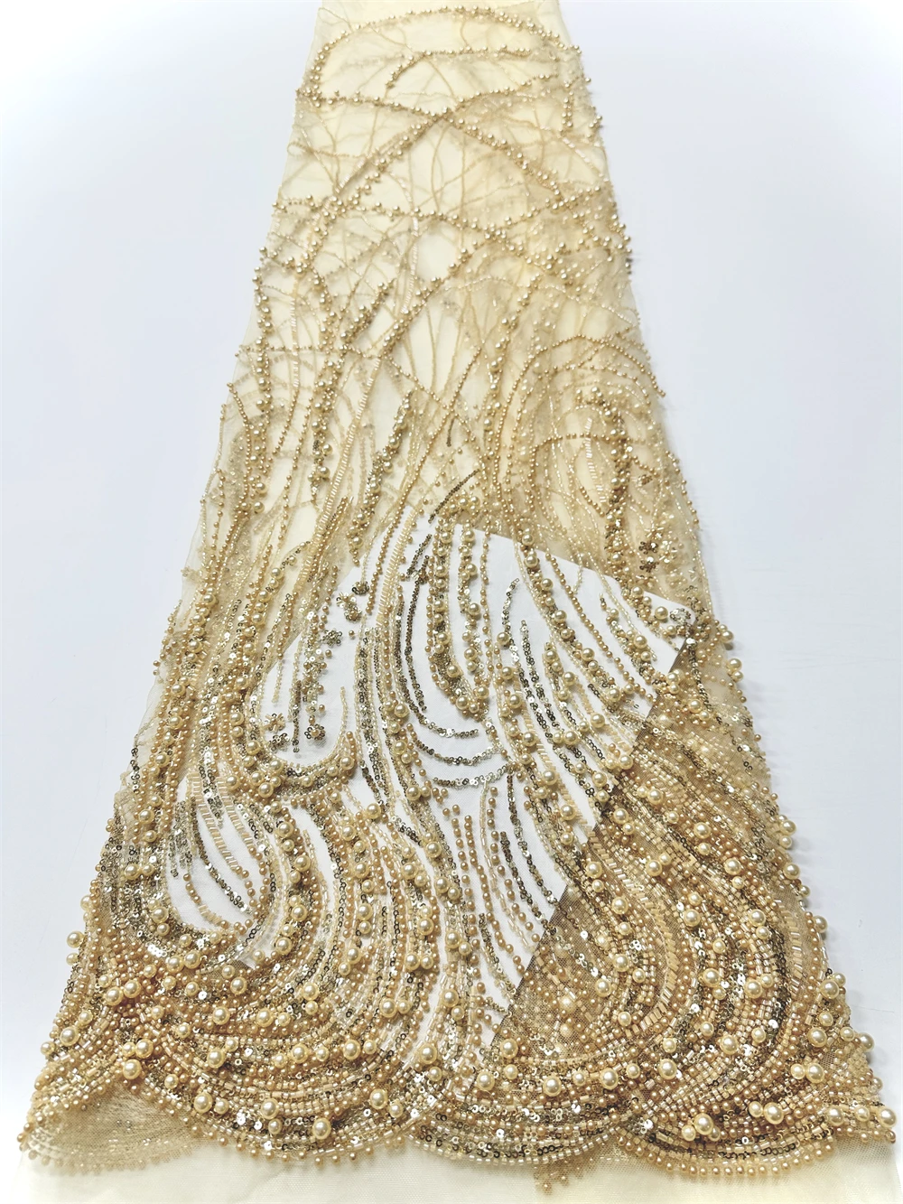 African Lace Fabric 2026 Sequins Beaded Embroidery Groom Nigerian Bridal High Quality French Tulle Lace Fabric For Wedding Dress