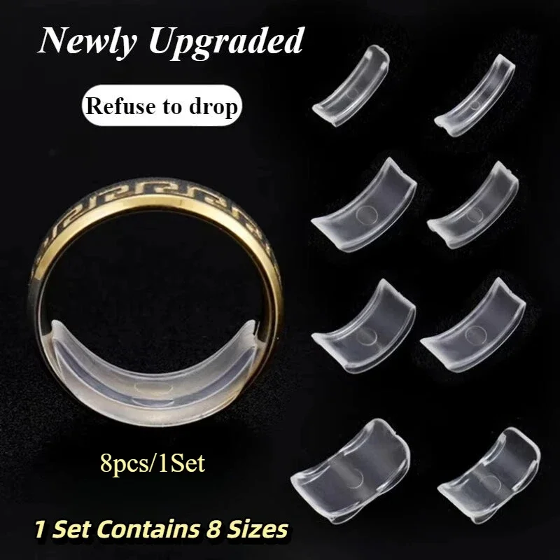 8 sizes Invisible Clear Ring Size Adjusters, Transparent Anti-Loss Ring Sizers Reducers, Ring Guards, Easy to Install And Remove