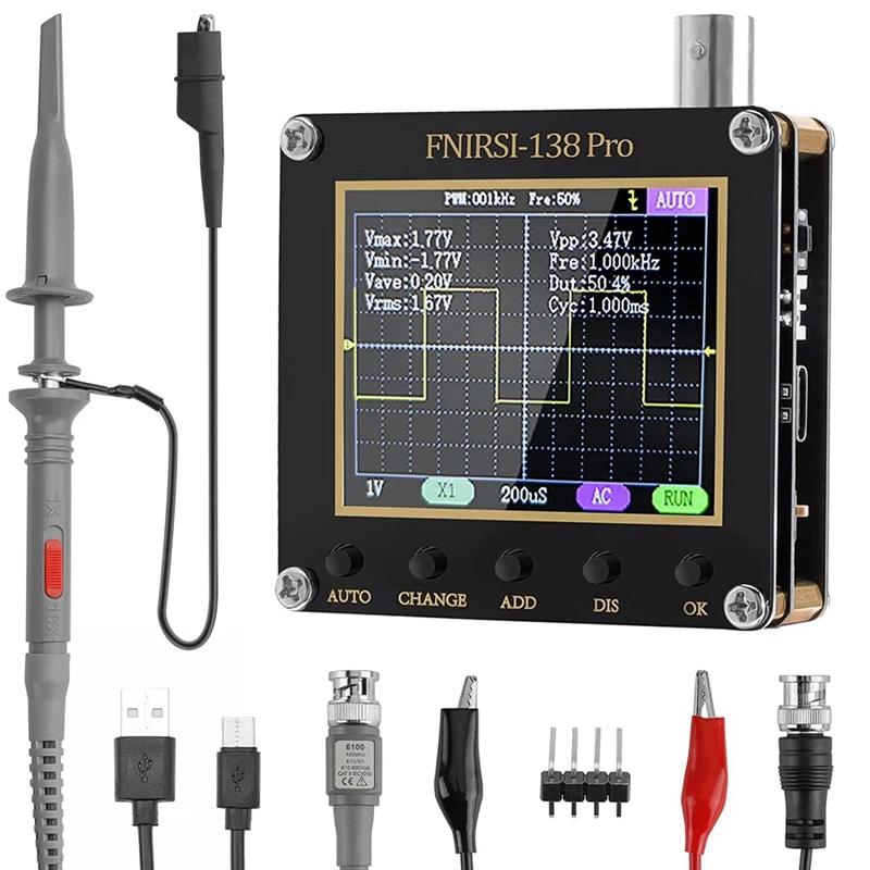 

LCD Handheld Digital Oscilloscope Kit - 200Khz Digital Oscilloscopes Portable 2.5Ms/S Sampling Rate, 80Khz Pwm, Trigger