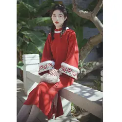 Chinese Style Elegant Red Cheongsam Young High-end Daily 2022 New Autumn and Winter Dress Women