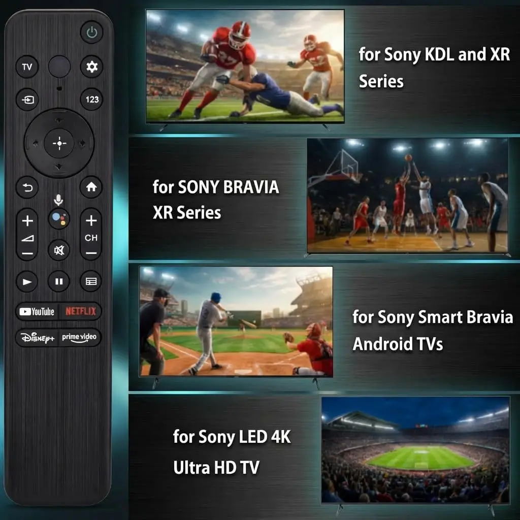 Control Remoto RMF-TX800U para TV Sony con Función de Voz, Compatible con Todos los Televisores Sony Bravia 4K 8K HD Serie XR KD