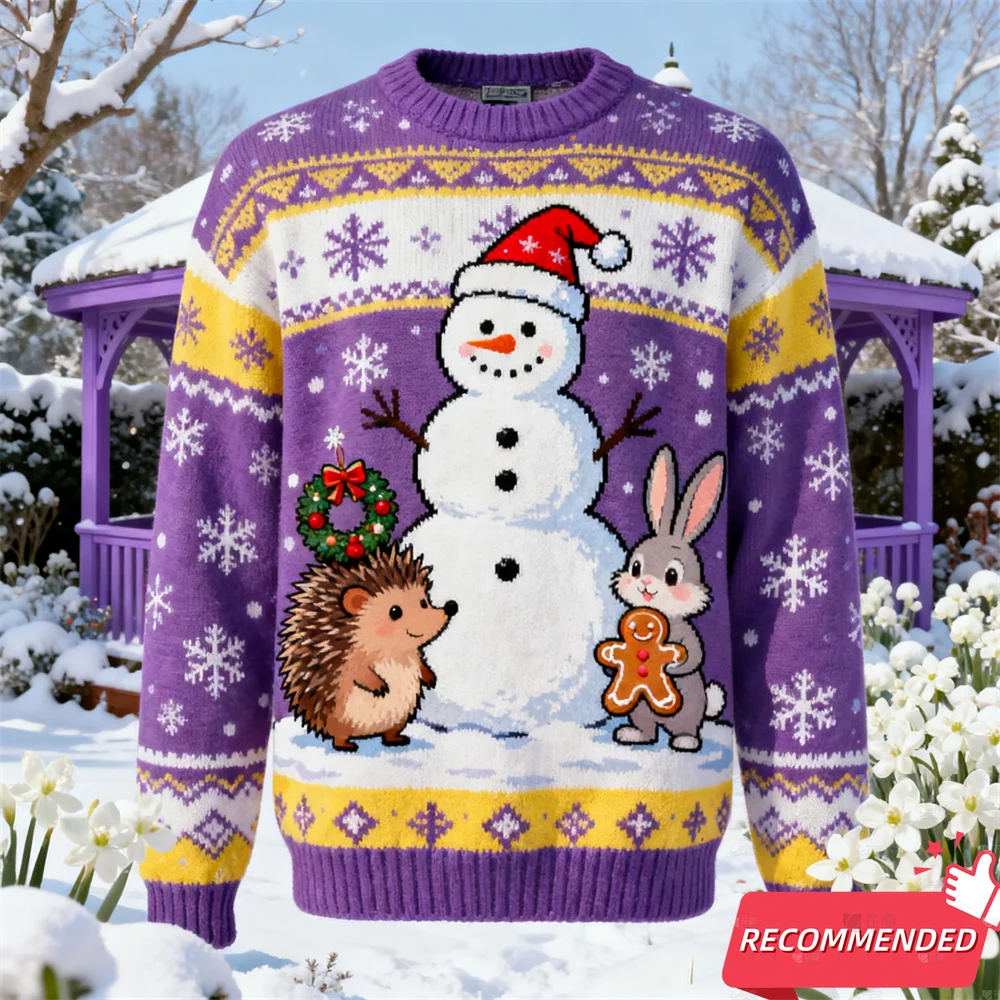 لطيف السنجاب القنفذ الجرافيك القبيح عيد الميلاد سترة للنساء الملابس سانتا الكرتون البلوفرات للجنسين البلوز البوليستر القمم #5