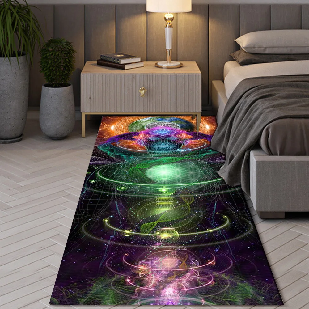 Indian Bohemian Seven Chakras Carpet Mandala Yoga Meditation Flower of Life Flower Suitable Bedroom Room Decor Anti-slip Rugs