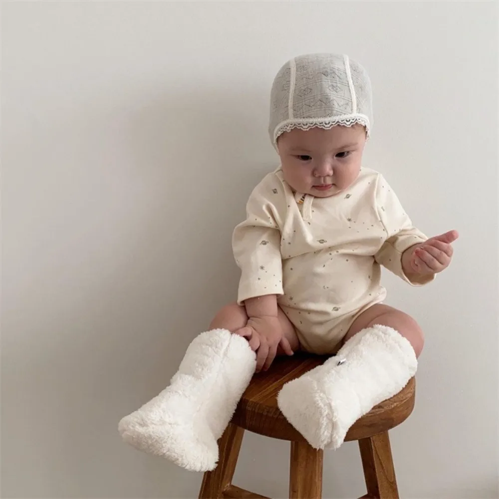 1 زوج عادية سميكة الوليد الطفل أفخم الجوارب المضادة للانزلاق بلون الاطفال جوارب يمكن السير بها على الأرض الدافئة الطفل جهاز تدفئة القدمين الرضع الشتاء