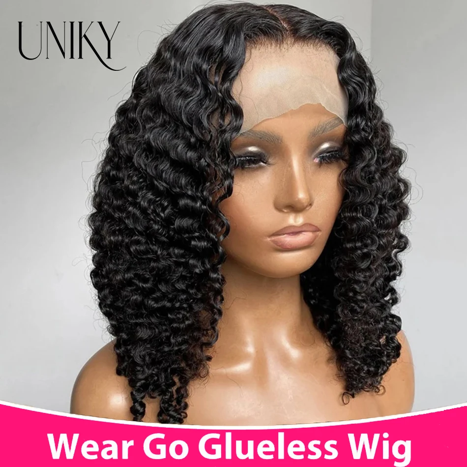 

Deep Wave Short Bob Wig Human Hair Wear and Go Glueless Lace Front Wigs 4x4 6x4 Pre Cut Clouse Wigs Water Curly Frontal Wigs