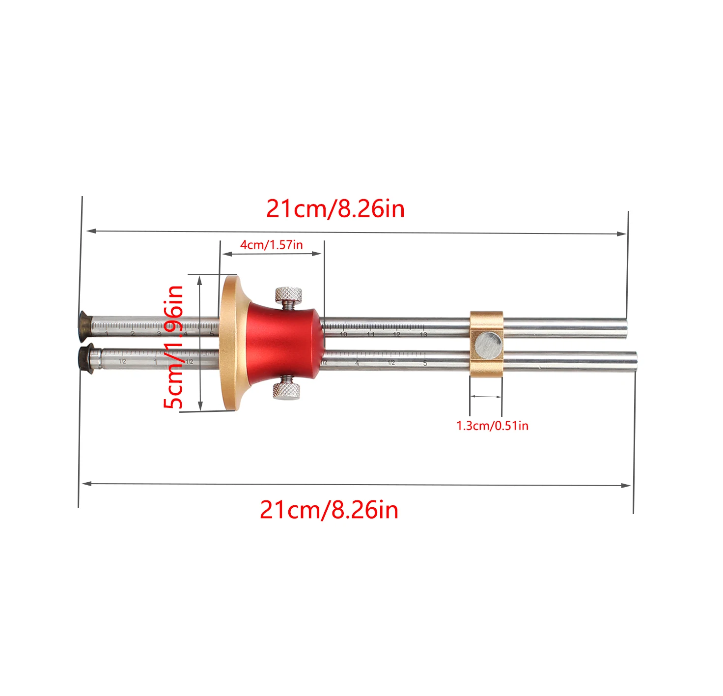 European Style Wheel Marking Gauge Wood Scriber Mortise Gauge Woodworking Marking Scribing Solid Bar For Carpenter(Double shaft)