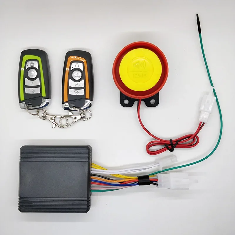 Universal Motorcycle Alarm System One-way with Engine Start Remote Control Key Fob 12V with Overload Protector