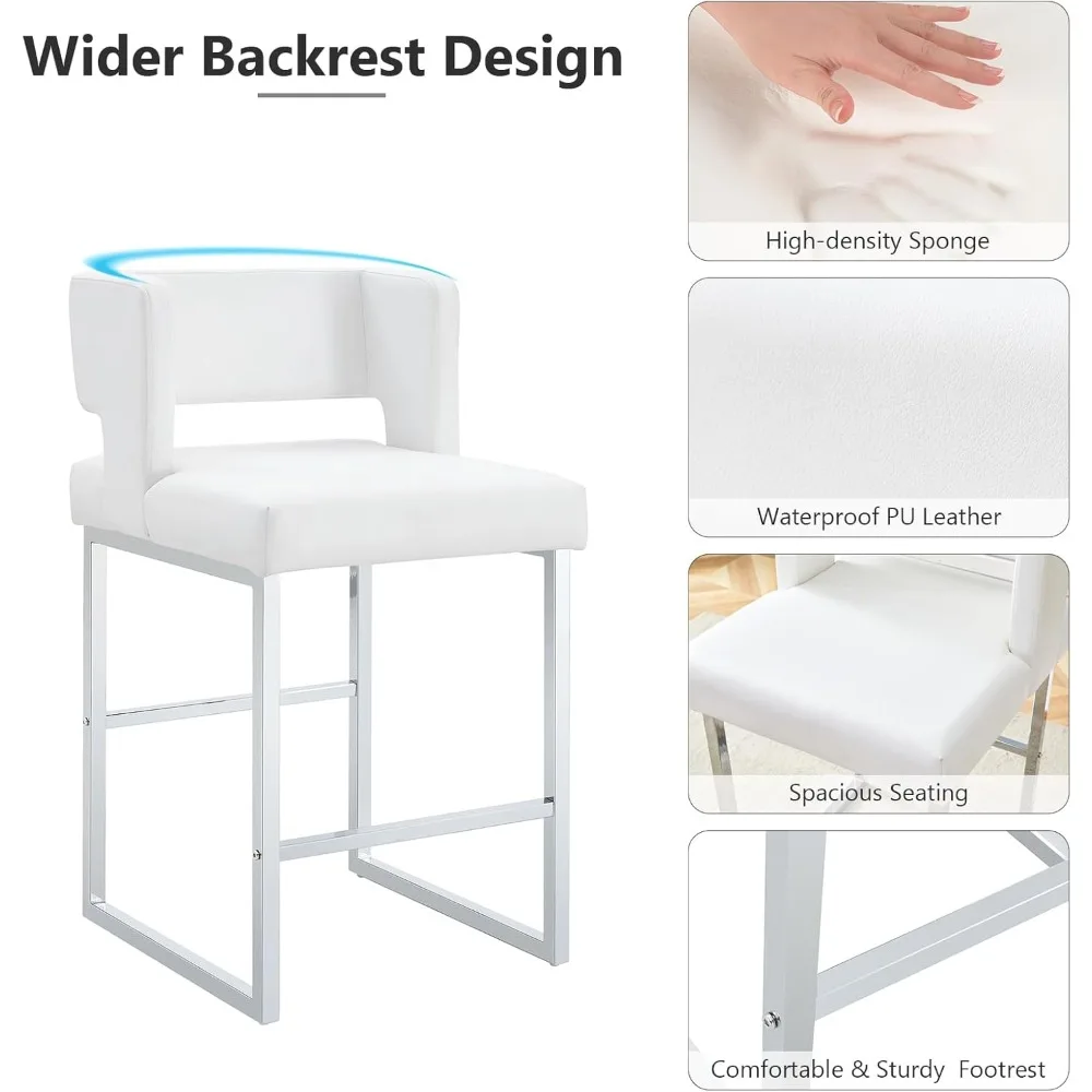 مجموعة مقاعد بار بارتفاع 26 بوصة مكونة من 4 قطع مع وسادة وظهر كراسي بار حديثة لمقاعد طاولة جزيرة المطبخ