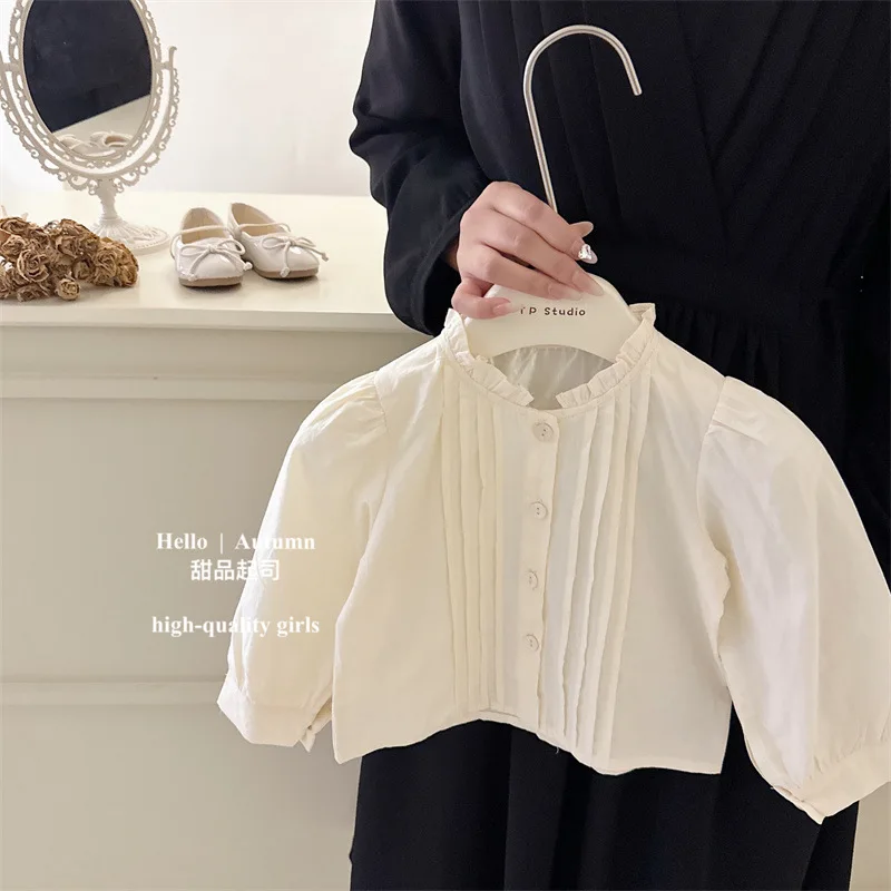 Children Girls Spring Autumn 3PCS Clothes Set Korean Long Sleeve Blouses Vest Pleated Skirts Suit Toddler Baby Girls Outfits