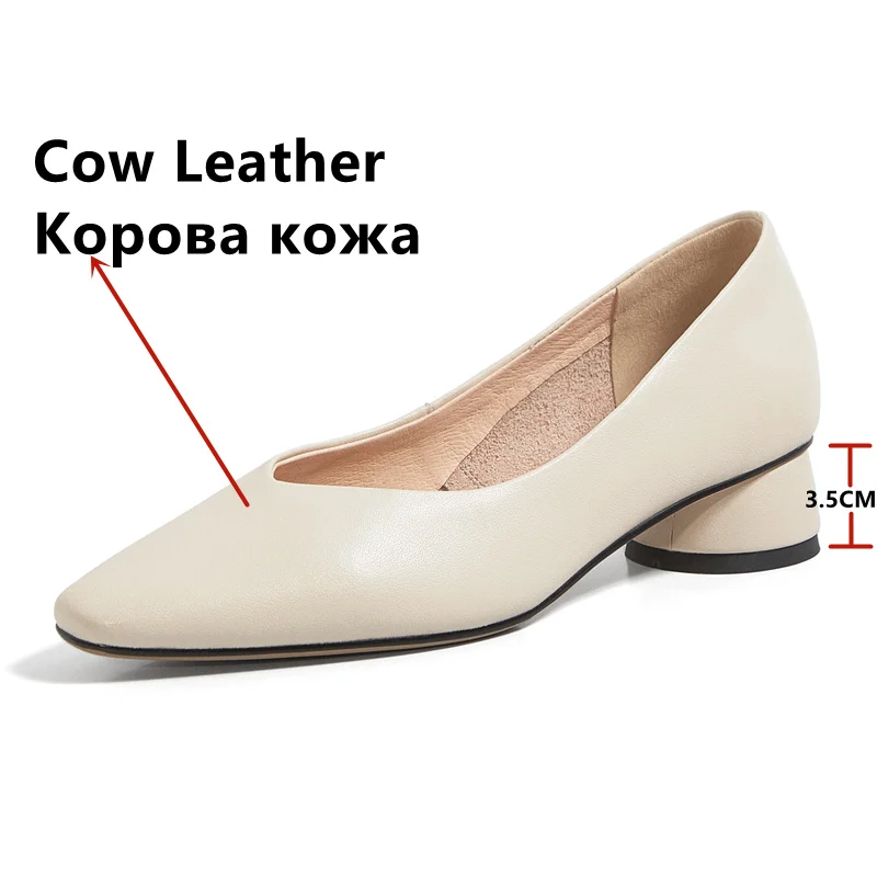 FEDONAS Classic Concise Women Pumps Thick Heels Genuine Leather Office Lady Working Mature Basic Shoes Woman Spring Summer 2024