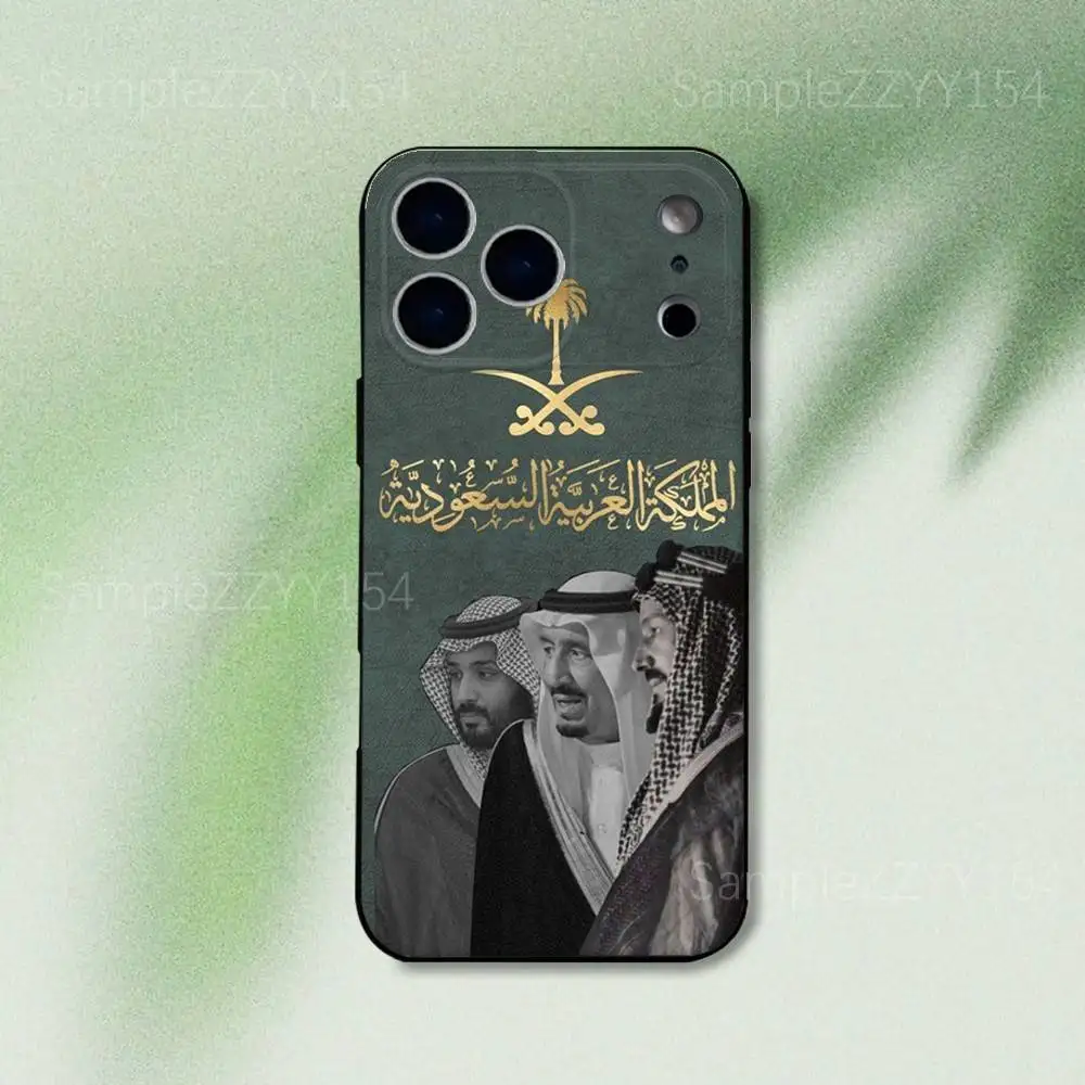 حافظة هاتف بعلم المملكة العربية السعودية لهاتف آيفون 17,16,15,14,13,12,Pro,Max,Plus,E,SE4,Air,Mini Black Soft Funda
