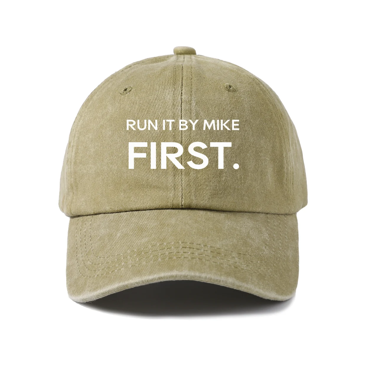 Run It by Mike Quote Graphic Baseball Cap, Vintage Washed Adjustable Unisex Dad Hat, Everyday Gift