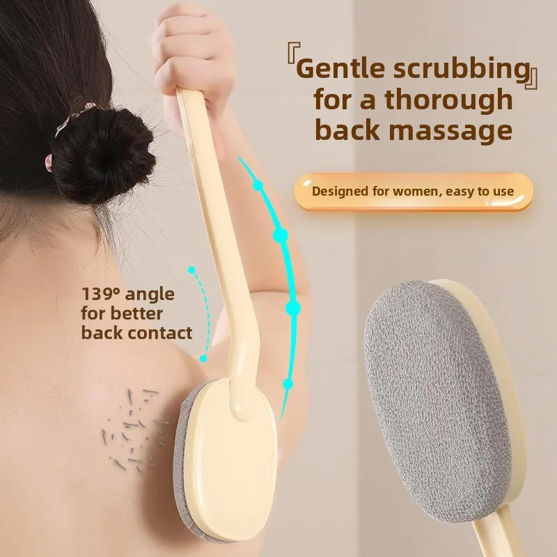 家庭用バスブラシ-ロングハンドル-背中洗い入浴ツール-交換可能なヘッド-角質除去泥洗浄-怠け者用バスブラシ