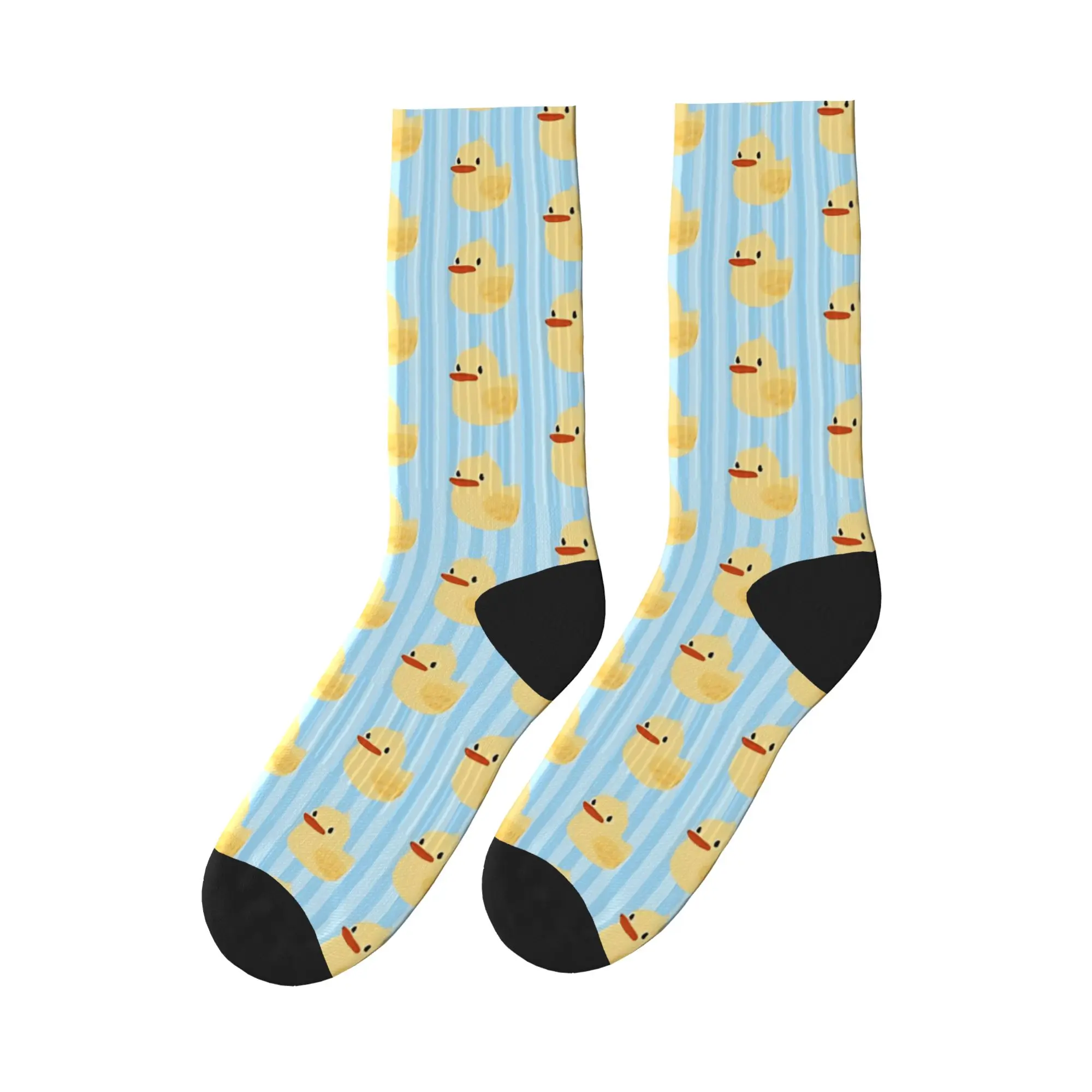 

Носки с принтом желтой утки, резиновые носки с принтом, осенние чулки, повседневные женские и мужские качественные носки, противоскользящие носки с принтом
