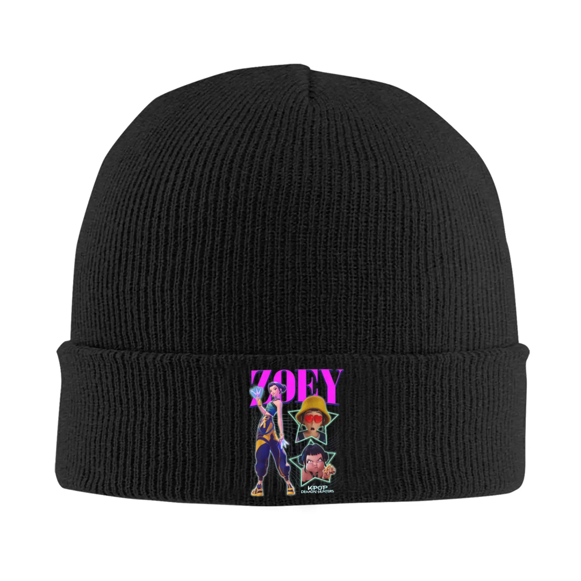 

Zoey KPop охотники на демонов, фильмы, шапки-бини, шапки с капюшоном, женские и мужские забавные уличные шапочки с черепами, зимние эластичные шапки на заказ