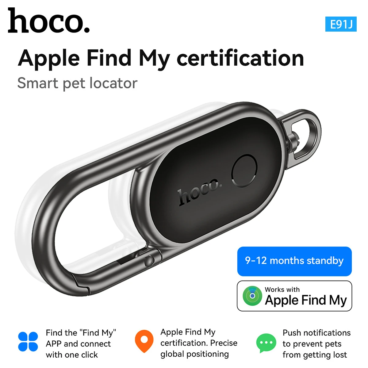 

HOCO E91J Smart Anti-lost брелок Airtag трекер для автомобильных ключей рабочая база на Apple IOS Find My Network мини-металлоискатель локатор